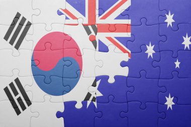 Güney Kore ve Avustralya Ulusal bayrak ile bulmaca