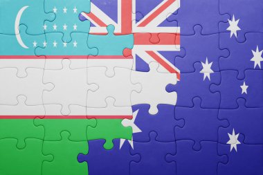 Özbekistan ve Avustralya Ulusal bayrak ile bulmaca