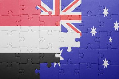 yemen ve Avustralya Ulusal bayrak ile bulmaca