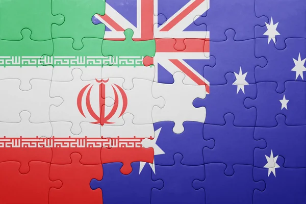 Rompecabezas con la bandera nacional de Irán y Australia —  Fotos de Stock