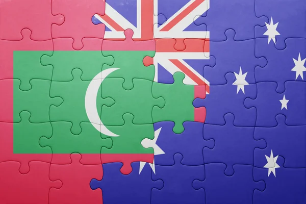 Puzzle with the national flag of maldives and australia — Stock Photo, Image