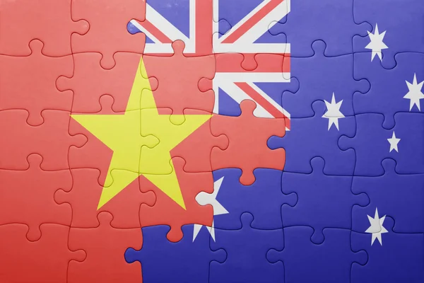 Puzzle with the national flag of vietnam and australia — Stock Photo, Image