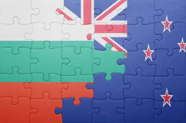 Bulgaristan ve Yeni Zelanda ulusal bayrak ile bulmaca