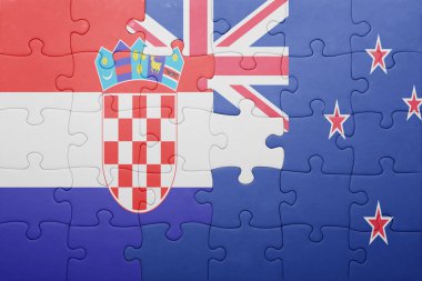 Hırvatistan ve Yeni Zelanda ulusal bayrak ile bulmaca