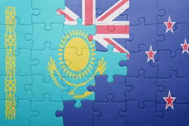 Kazakistan ve Yeni Zelanda ulusal bayrak ile bulmaca