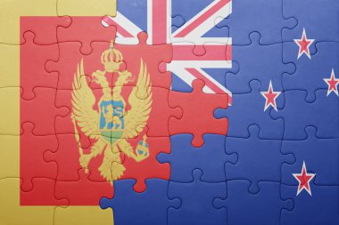 Karadağ ve Yeni Zelanda ulusal bayrak ile bulmaca