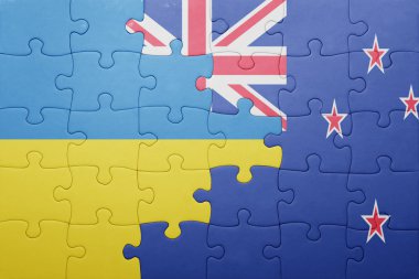 Ukrayna ve Yeni Zelanda ulusal bayrak ile bulmaca