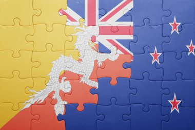 bhutan ve Yeni Zelanda ulusal bayrak ile bulmaca