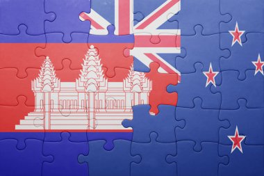 Kamboçya ve Yeni Zelanda ulusal bayrak ile bulmaca