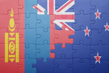 Moğolistan ve Yeni Zelanda ulusal bayrak ile bulmaca