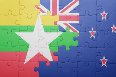 myanmar ve Yeni Zelanda ulusal bayrak ile bulmaca