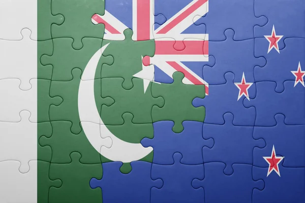 Puzzle with the national flag of pakistan and new zealand — Stock Photo, Image