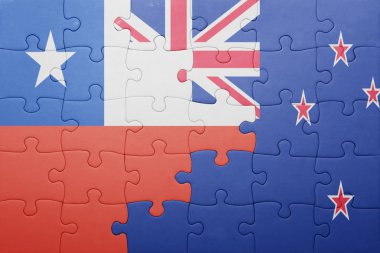 Şili ve Yeni Zelanda ulusal bayrak ile bulmaca
