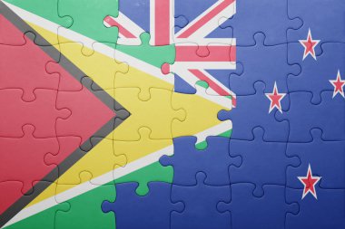 guyana ve Yeni Zelanda ulusal bayrak ile bulmaca