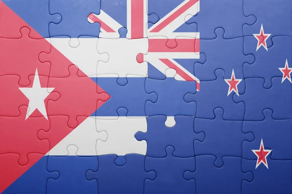 Puzzle with the national flag of cuba and new zealand — Stock Photo, Image