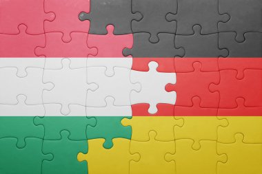 Macaristan ve Almanya ulusal bayrak ile bulmaca 