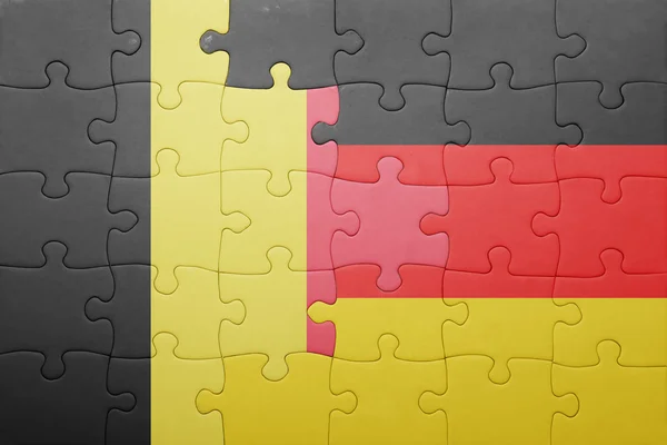 益智与比利时和德国国旗 — 图库照片