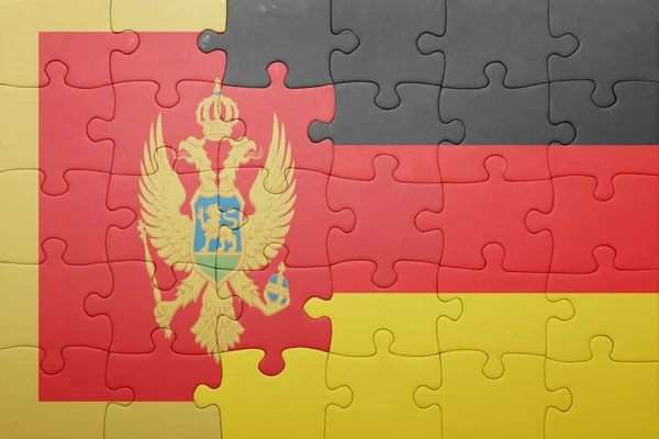 Karadağ ve Almanya ulusal bayrak ile bulmaca — Stok fotoğraf