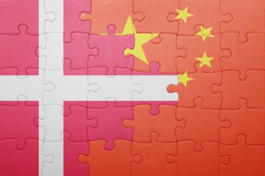 Danimarka ve Çin Ulusal bayrak ile bulmaca