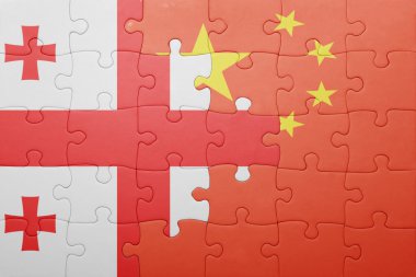Gürcistan ve Çin Ulusal bayrak ile bulmaca