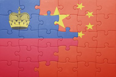 liechtenstein ve Çin Ulusal bayrak ile bulmaca