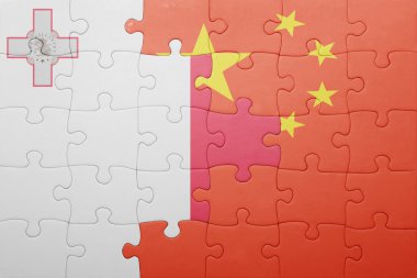 malta ve Çin Ulusal bayrak ile bulmaca