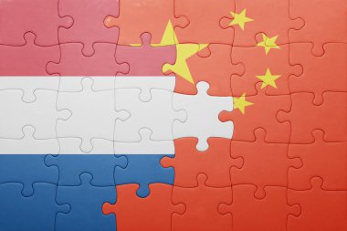 Hollanda ve Çin Ulusal bayrak ile bulmaca