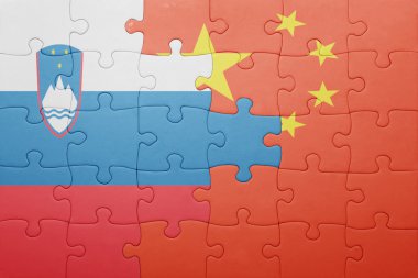 Slovenya ve Çin Ulusal bayrak ile bulmaca