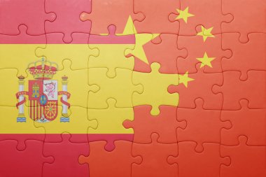 İspanya ve Çin Ulusal bayrak ile bulmaca