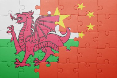 Galler ve Çin Ulusal bayrak ile bulmaca