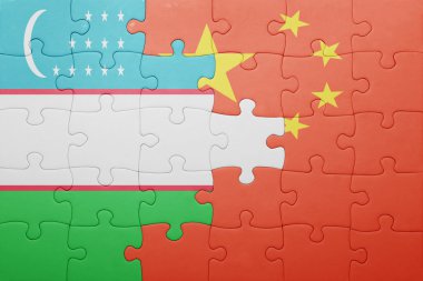 Özbekistan ve Çin Ulusal bayrak ile bulmaca