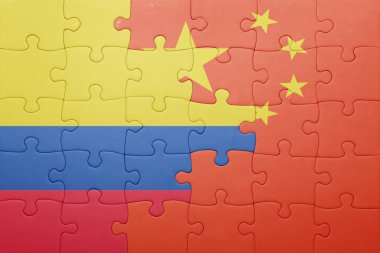 Kolombiya ve Çin Ulusal bayrak ile bulmaca