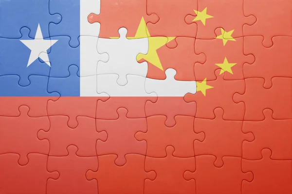 Puzzle with the national flag of chile and china — Stock Photo, Image