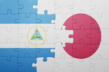 Nikaragua ve Japonya Ulusal bayrak ile bulmaca