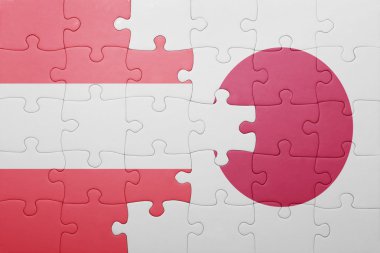 Avusturya ve Japonya Ulusal bayrak ile bulmaca