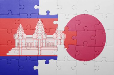 Kamboçya ve Japonya Ulusal bayrak ile bulmaca