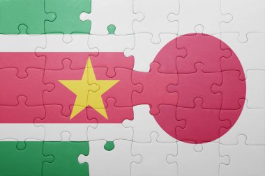 Surinam ve Japonya Ulusal bayrak ile bulmaca