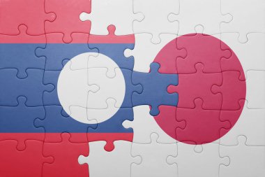 laos ve Japonya Ulusal bayrak ile bulmaca