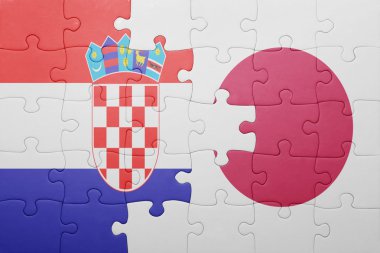 Hırvatistan ve Japonya Ulusal bayrak ile bulmaca