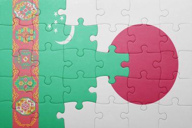 Türkmenistan ve Japonya Ulusal bayrak ile bulmaca
