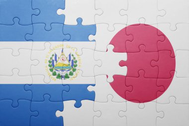 el salvador ve Japonya Ulusal bayrak ile bulmaca