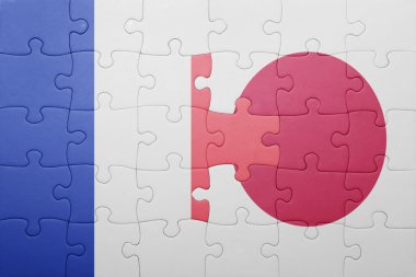 Fransa ve Japonya Ulusal bayrak ile bulmaca