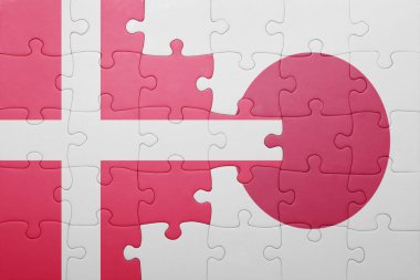 Danimarka ve Japonya Ulusal bayrak ile bulmaca