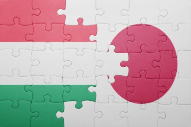 Macaristan ve Japonya Ulusal bayrak ile bulmaca