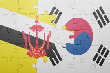 brunei ve Güney Kore ulusal bayrak ile bulmaca