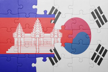 Kamboçya ve Güney Kore ulusal bayrak ile bulmaca