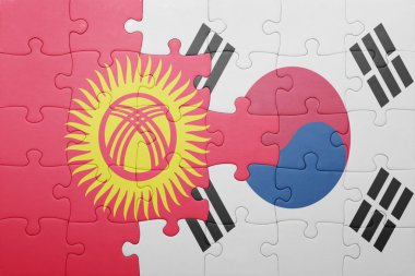 Kırgızistan ve Güney Kore ulusal bayrak ile bulmaca