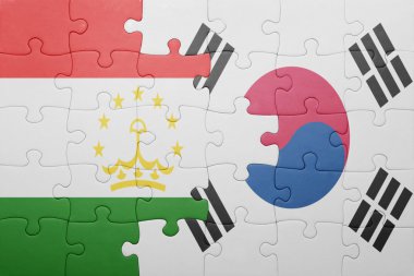 Tacikistan ve Güney Kore ulusal bayrak ile bulmaca