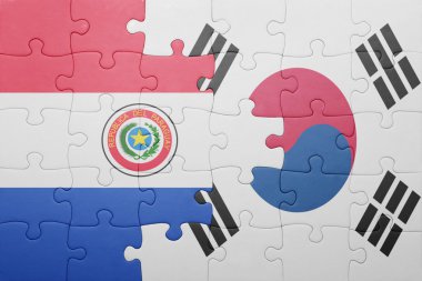 paraguay ve Güney Kore ulusal bayrak ile bulmaca
