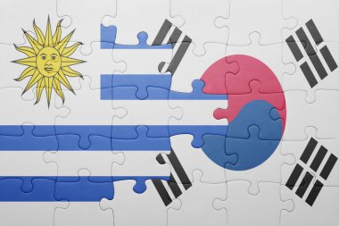 uruguay ve Güney Kore ulusal bayrak ile bulmaca